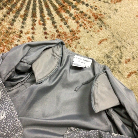 Adrianna Papell Floral Silk 2 Piece Tank Embroidered Beaded Sparkle Jacket 8 - Picture 14 of 15